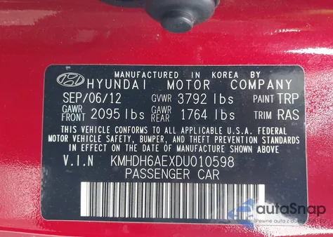 2013 Hyundai Elantra Gs from USA, damaged, VIN KMHDH6AEXDU010598